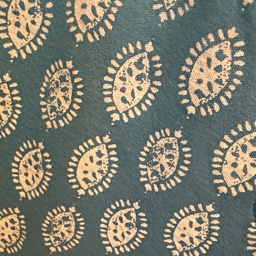 L.L. Bean Teal and White 100% Supima Cotton Printed Top 3/4 Sleeve Size M-Reg - Picture 3 of 5